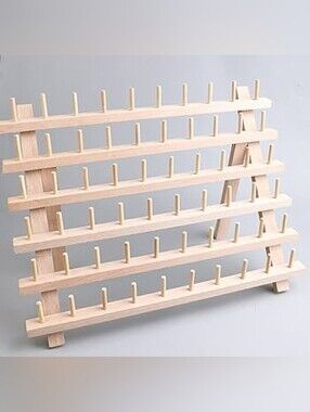 Natural Tan Color Wooden Thread Spool Rack Holder Craft